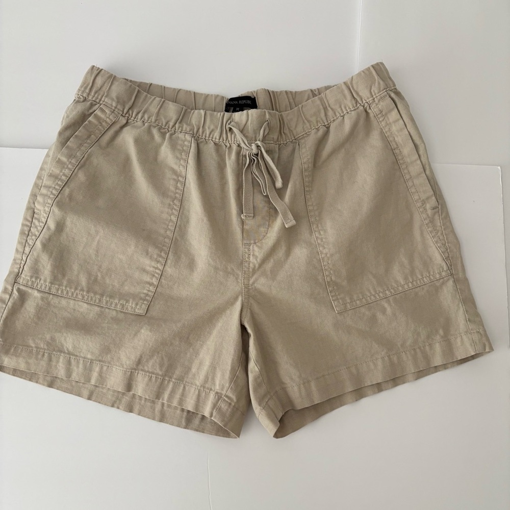 Banana Republic Khaki Drawstring Linen-Blend Shorts